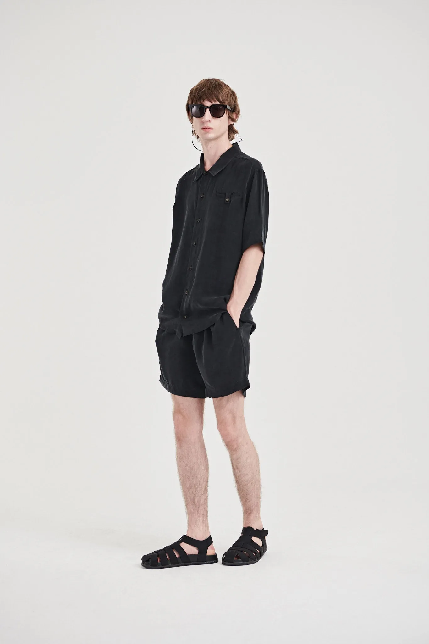 06 / Oftt Grandpa Cool Vegan Silk Shirt black