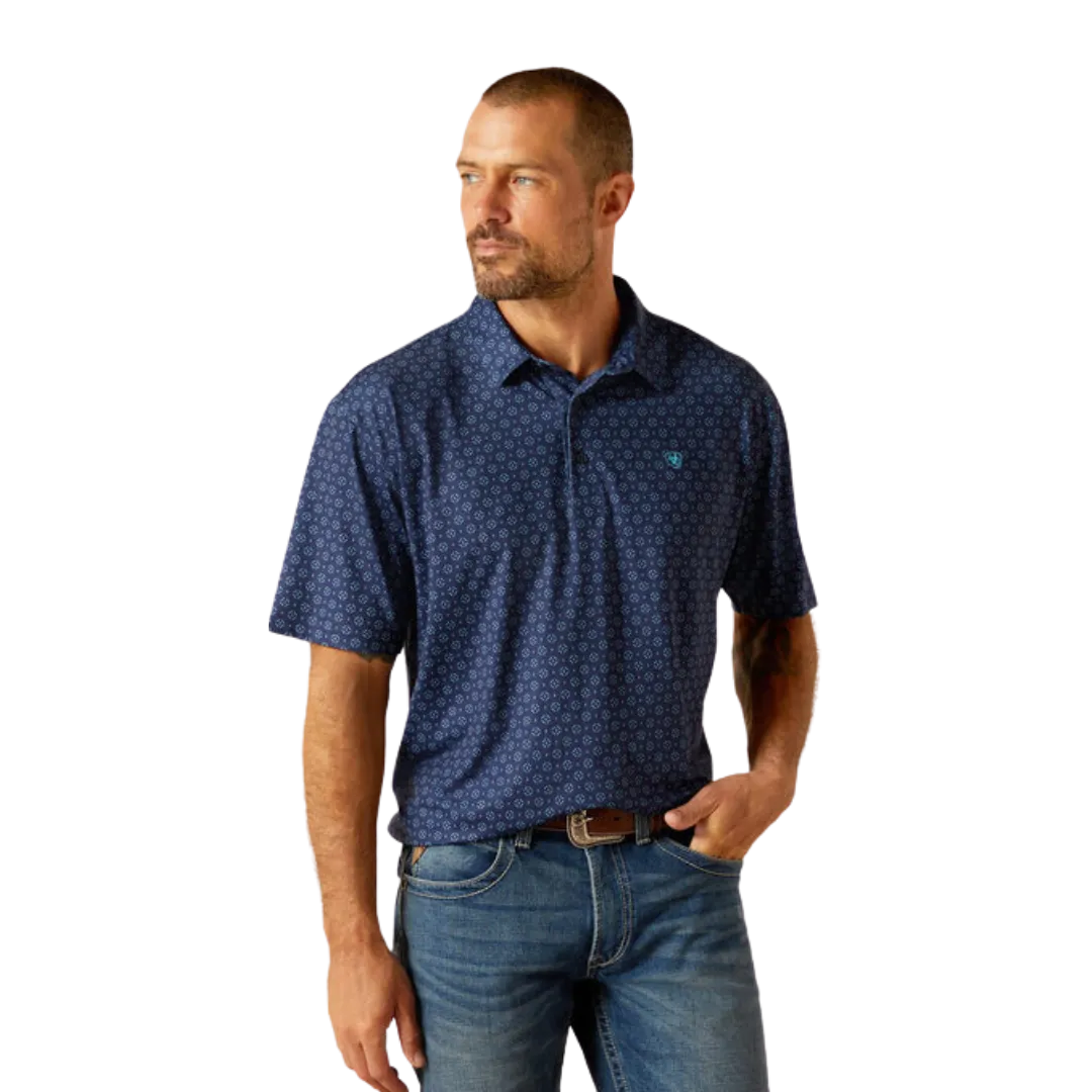 Ariat Men's 360 Airflow Depths Blue Polo Shirt