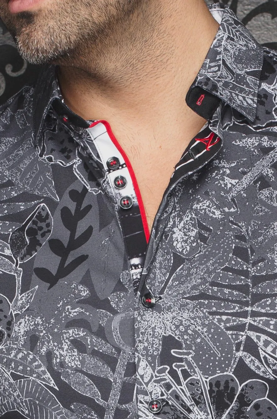 Au Noir Stretch Short Sleeve Shirt | Ronaldo Black White