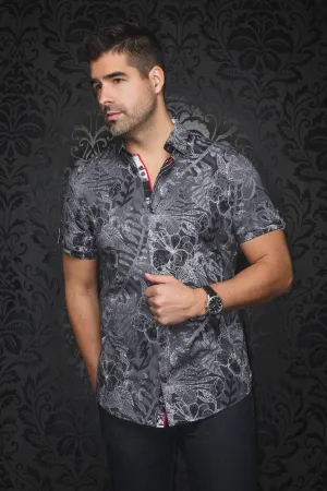 Au Noir Stretch Short Sleeve Shirt | Ronaldo Black White