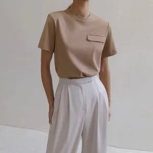 Basic Cotton Solid Pocket T-Shirt