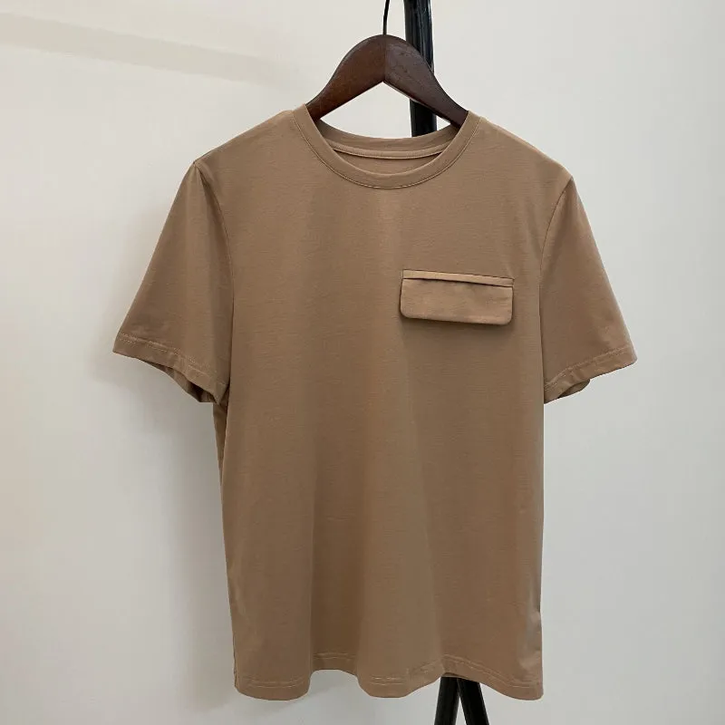 Basic Cotton Solid Pocket T-Shirt
