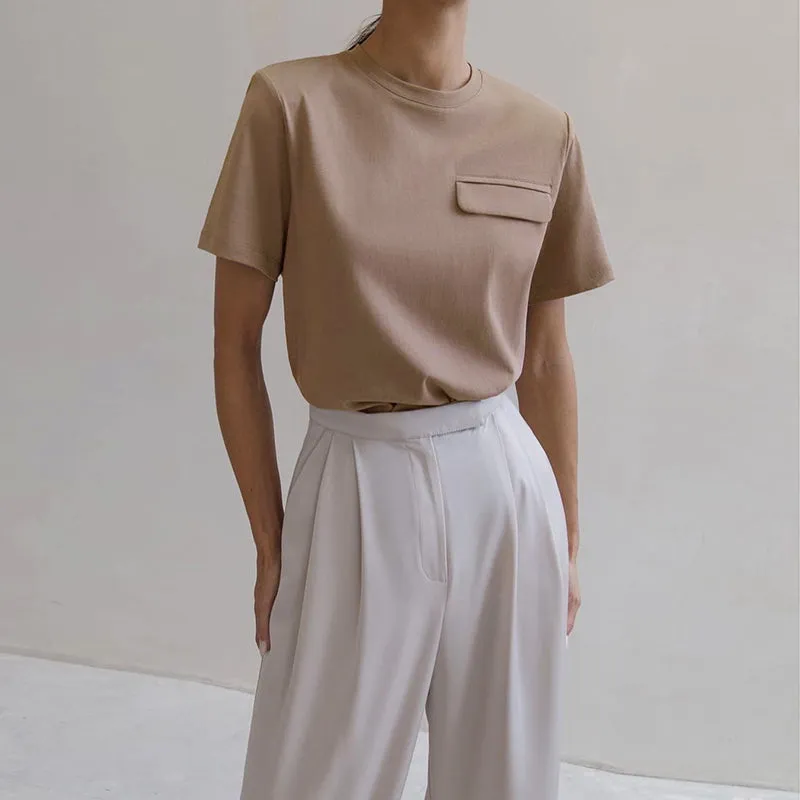 Basic Cotton Solid Pocket T-Shirt