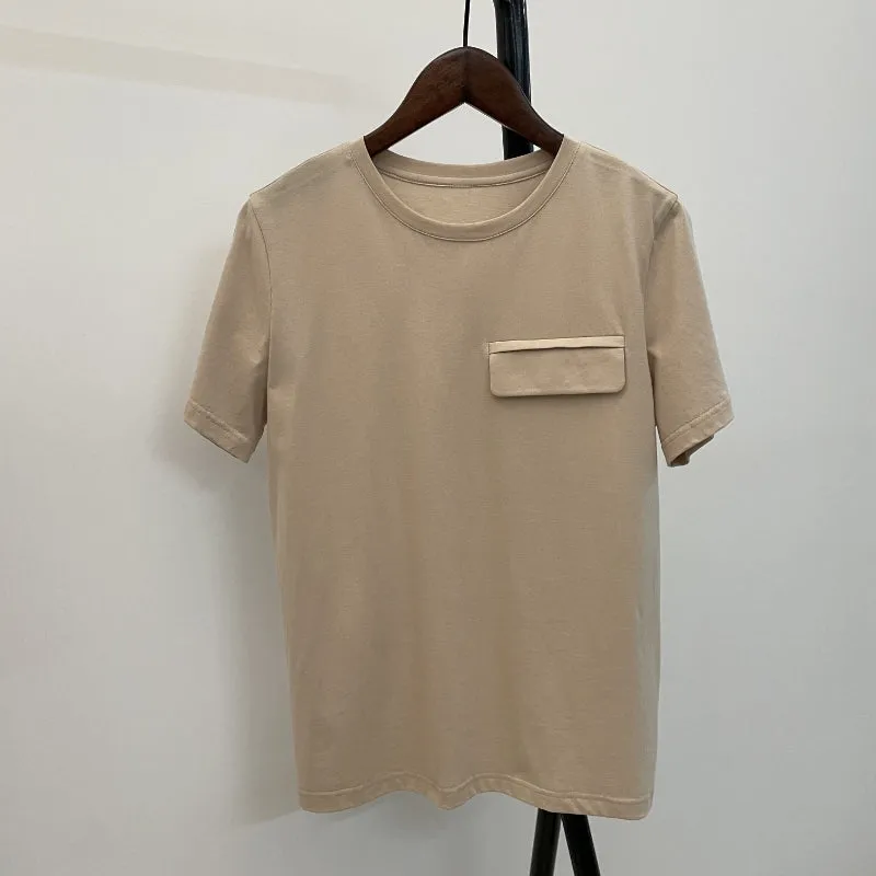 Basic Cotton Solid Pocket T-Shirt
