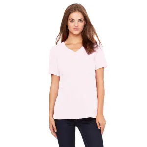 Bella   Canvas Women's Pink Relaxed Jersey Short-Sleeve V-Neck T-Shirt