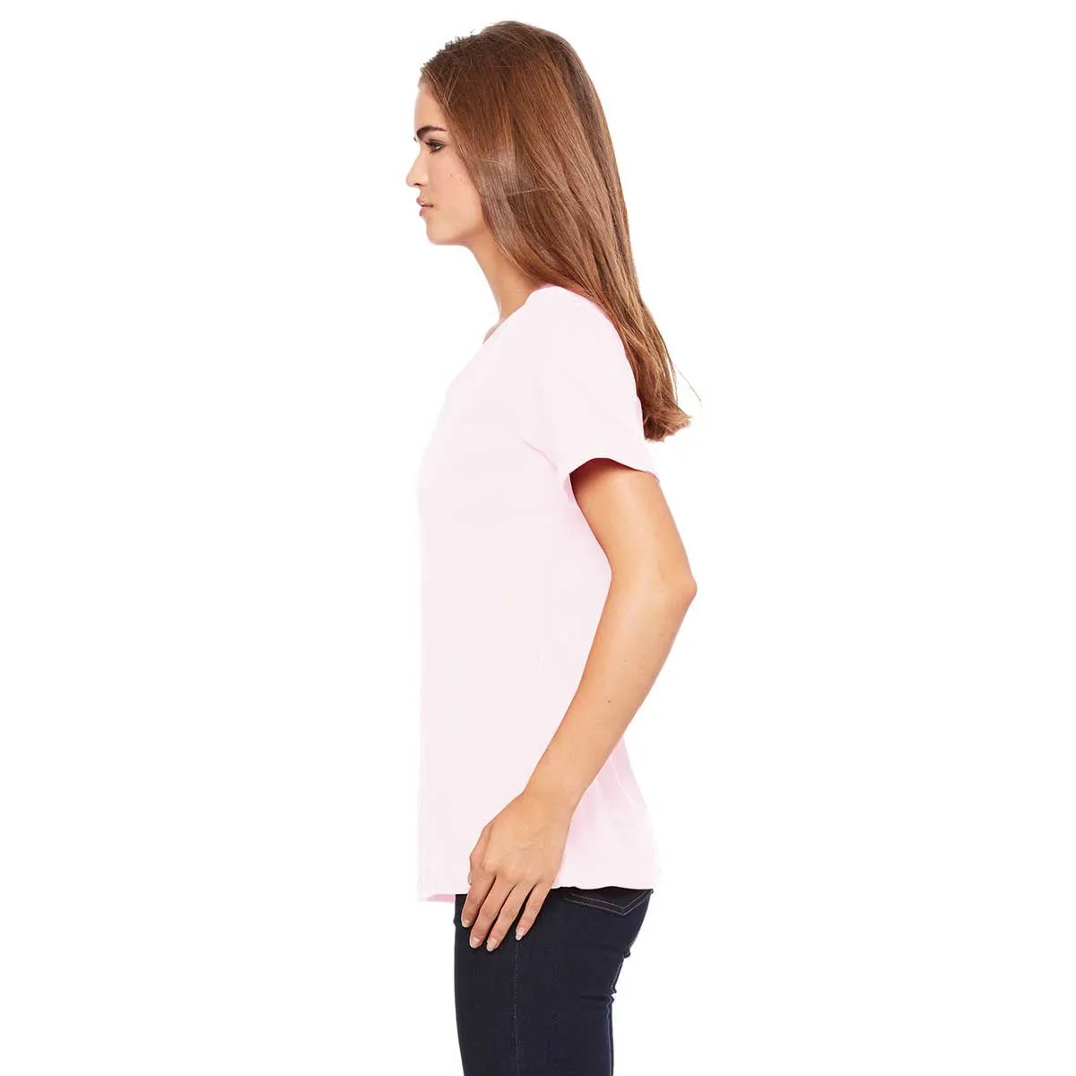 Bella   Canvas Women's Pink Relaxed Jersey Short-Sleeve V-Neck T-Shirt