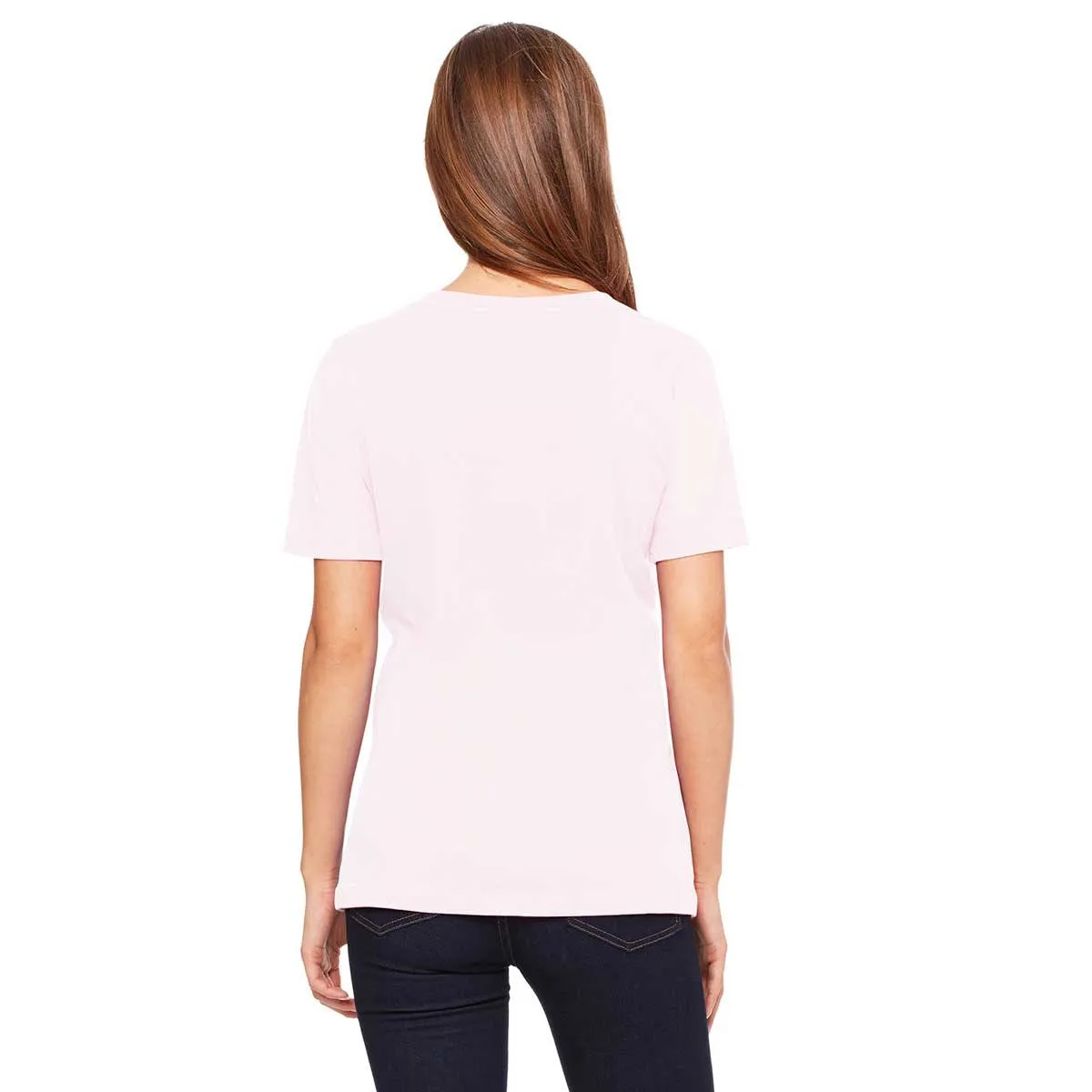 Bella   Canvas Women's Pink Relaxed Jersey Short-Sleeve V-Neck T-Shirt