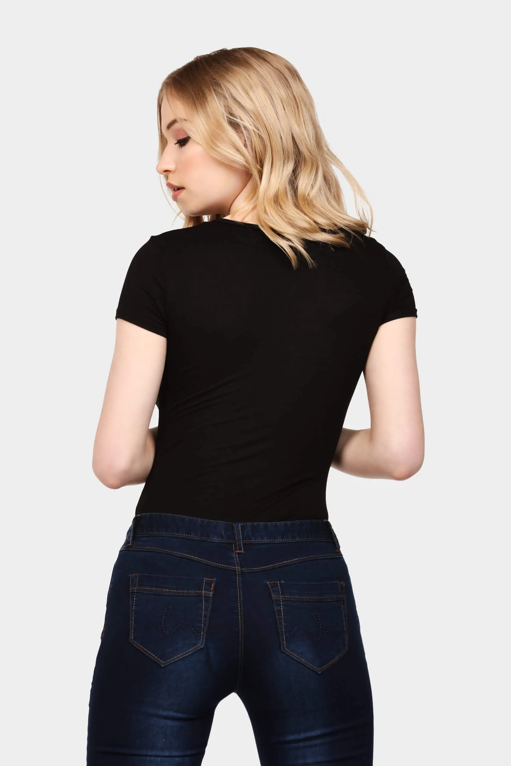Black Short Sleeve Basic Bodysuit