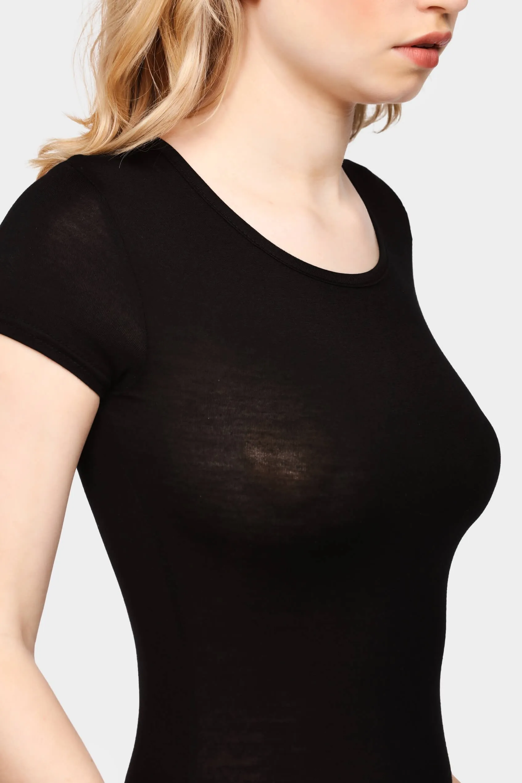 Black Short Sleeve Basic Bodysuit