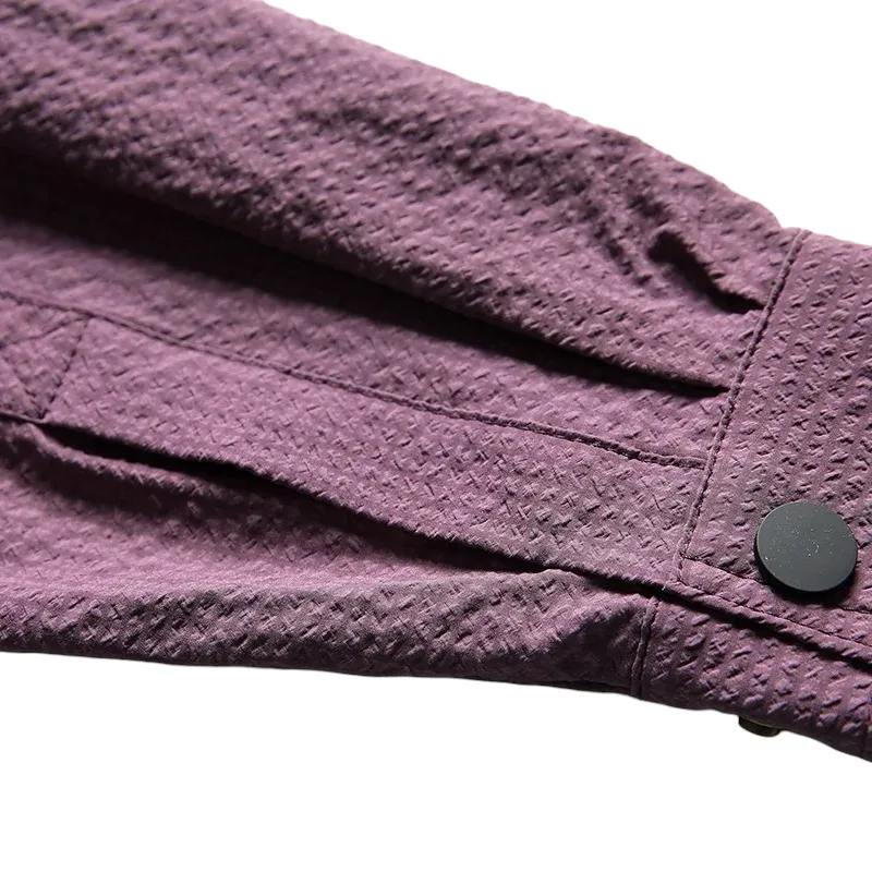 Boxy fit textured shirt with convertible sleeves