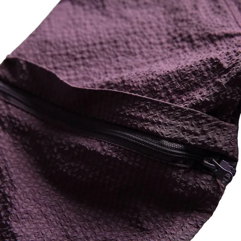 Boxy fit textured shirt with convertible sleeves