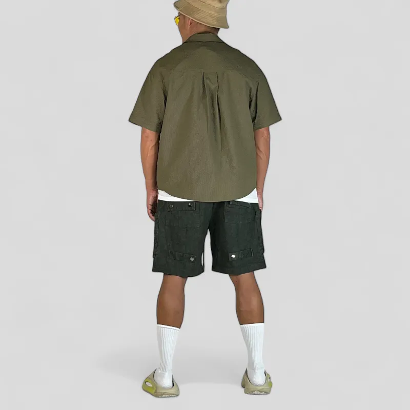 Boxy fit textured shirt with convertible sleeves