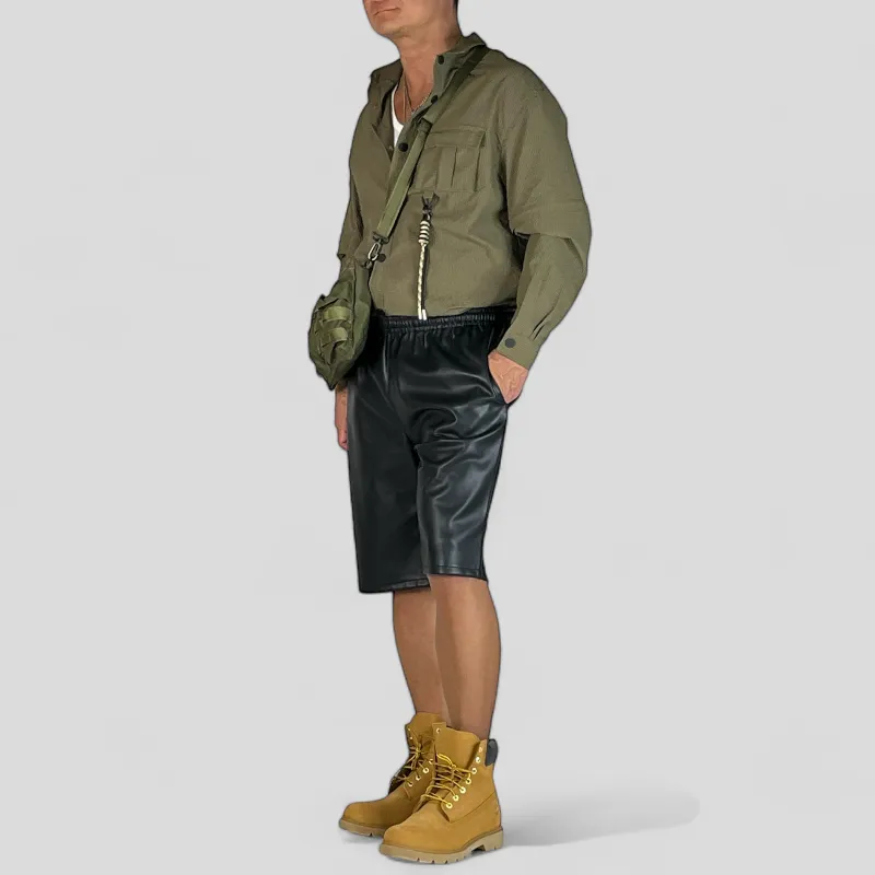 Boxy fit textured shirt with convertible sleeves