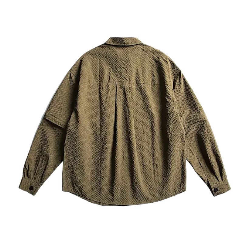 Boxy fit textured shirt with convertible sleeves