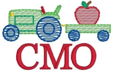 Boys Apple Tractor Monogram Polo Design