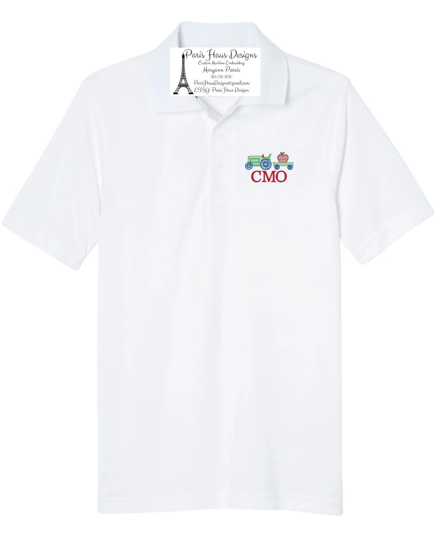 Boys Apple Tractor Monogram Polo Design