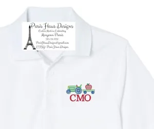 Boys Apple Tractor Monogram Polo Design