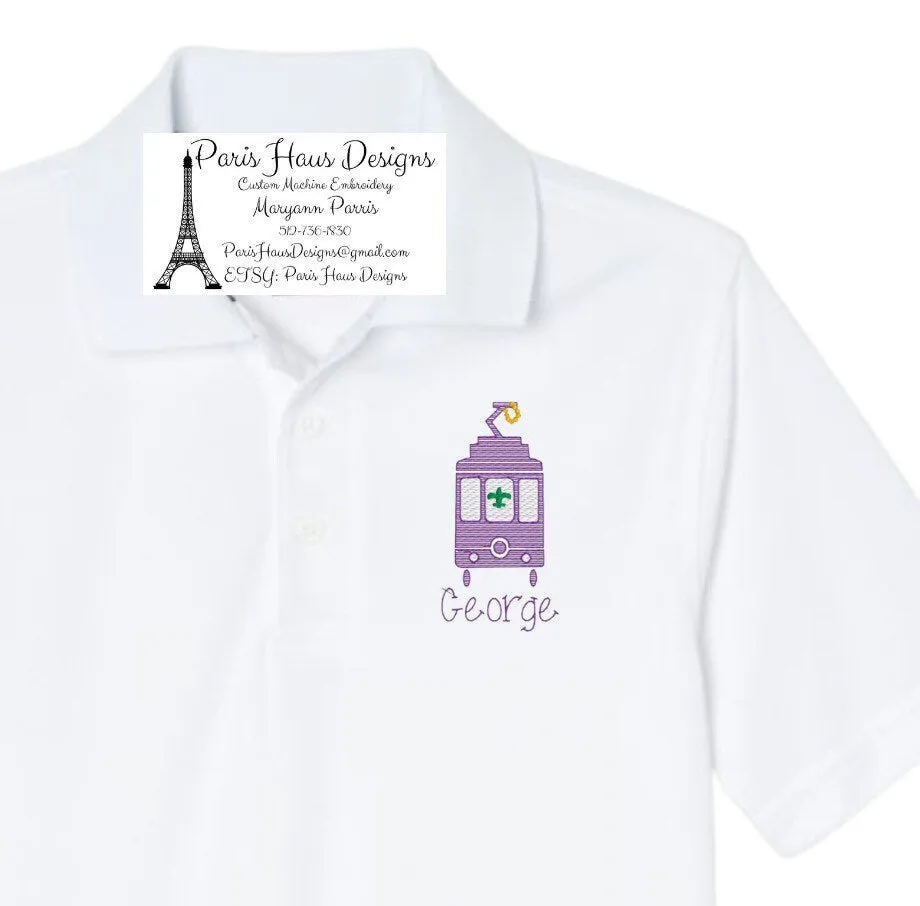 Boys Mardi Gras Monogram Polo Design
