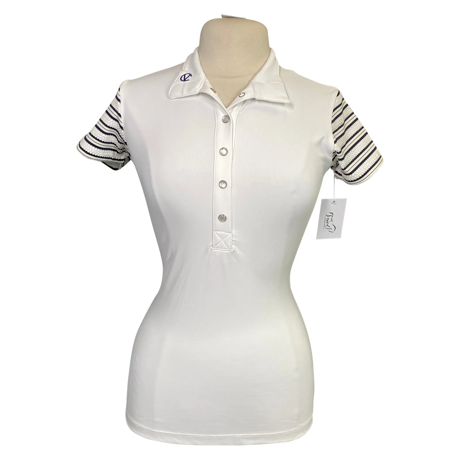 Calverro 'Short Stripe' Competition Shirt in White - Women's XL