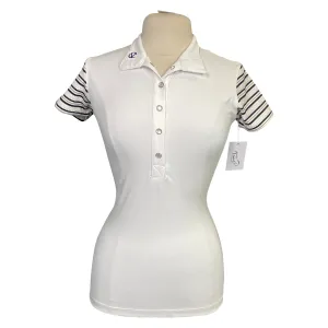 Calverro 'Short Stripe' Competition Shirt in White - Women's XL