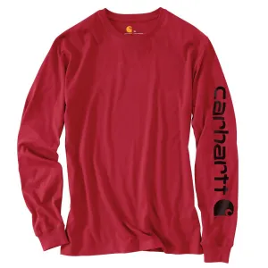 Carhartt Men's Red Signature Sleeve Logo Long Sleeve T-Shirt