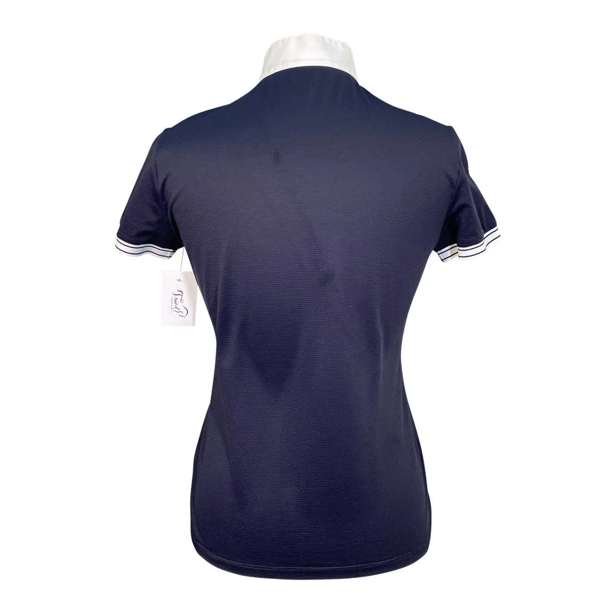 Cavalleria Toscana Front Zip Polo Shirt in Black with White Collar - Women's Large