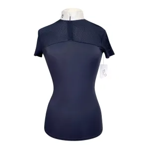 Cavalleria Toscana Mesh Top Show Shirt in Navy - Women's Small