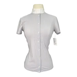 Cavalleria Toscana Stripe Perforated Show Shirt in Grey/White - Women's XS