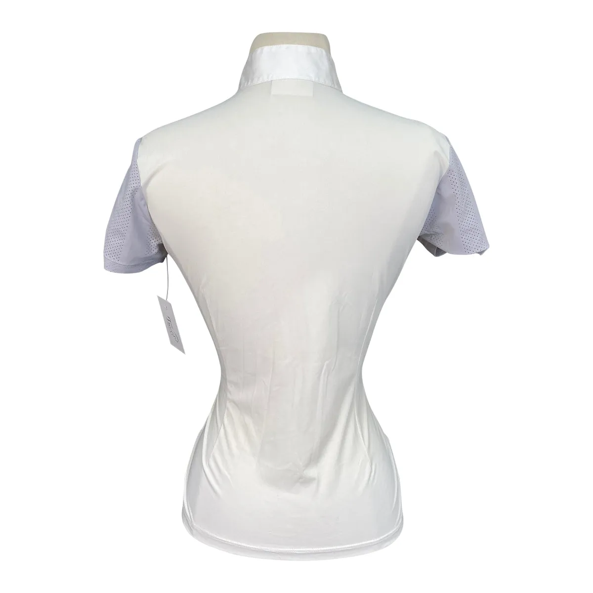 Cavalleria Toscana Stripe Perforated Show Shirt in Grey/White - Women's XS