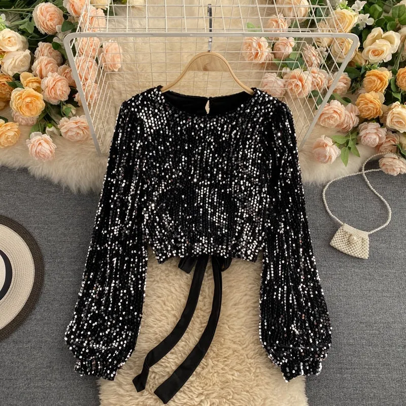 Celebrity Temperament Blouse, Female Autumn Design, Niche Sense of Scheming, Hollow Halter Straps, Waist Short