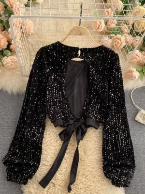 Celebrity Temperament Blouse, Female Autumn Design, Niche Sense of Scheming, Hollow Halter Straps, Waist Short