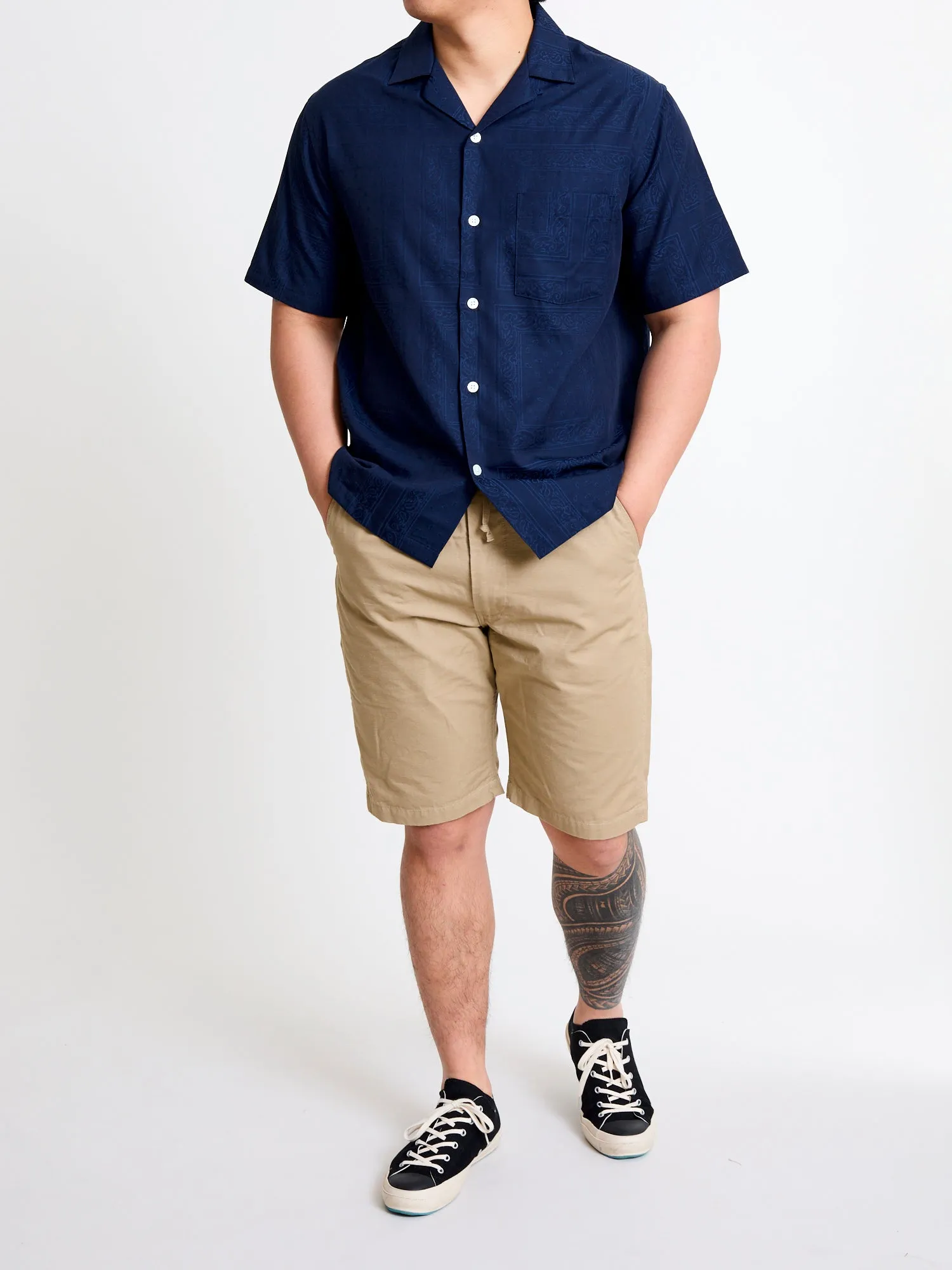 Classic Paisley Button-Up Shirt in Navy