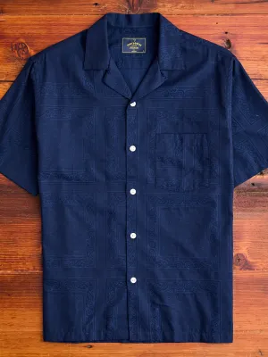 Classic Paisley Button-Up Shirt in Navy