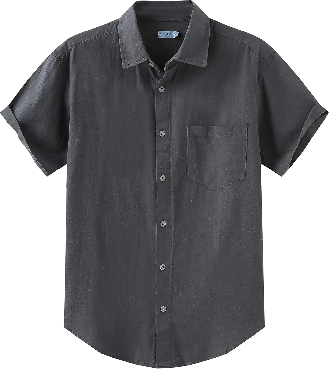 COEVALS CLUB Men's Casual Linen Cotton Button Down Spread Collar Short Sleeve Summer Beach Shirts