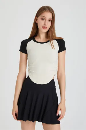 Color-Block Cropped Short Sleeve T-Shirt