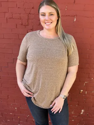 Crew Neck Basic Tee - Brown