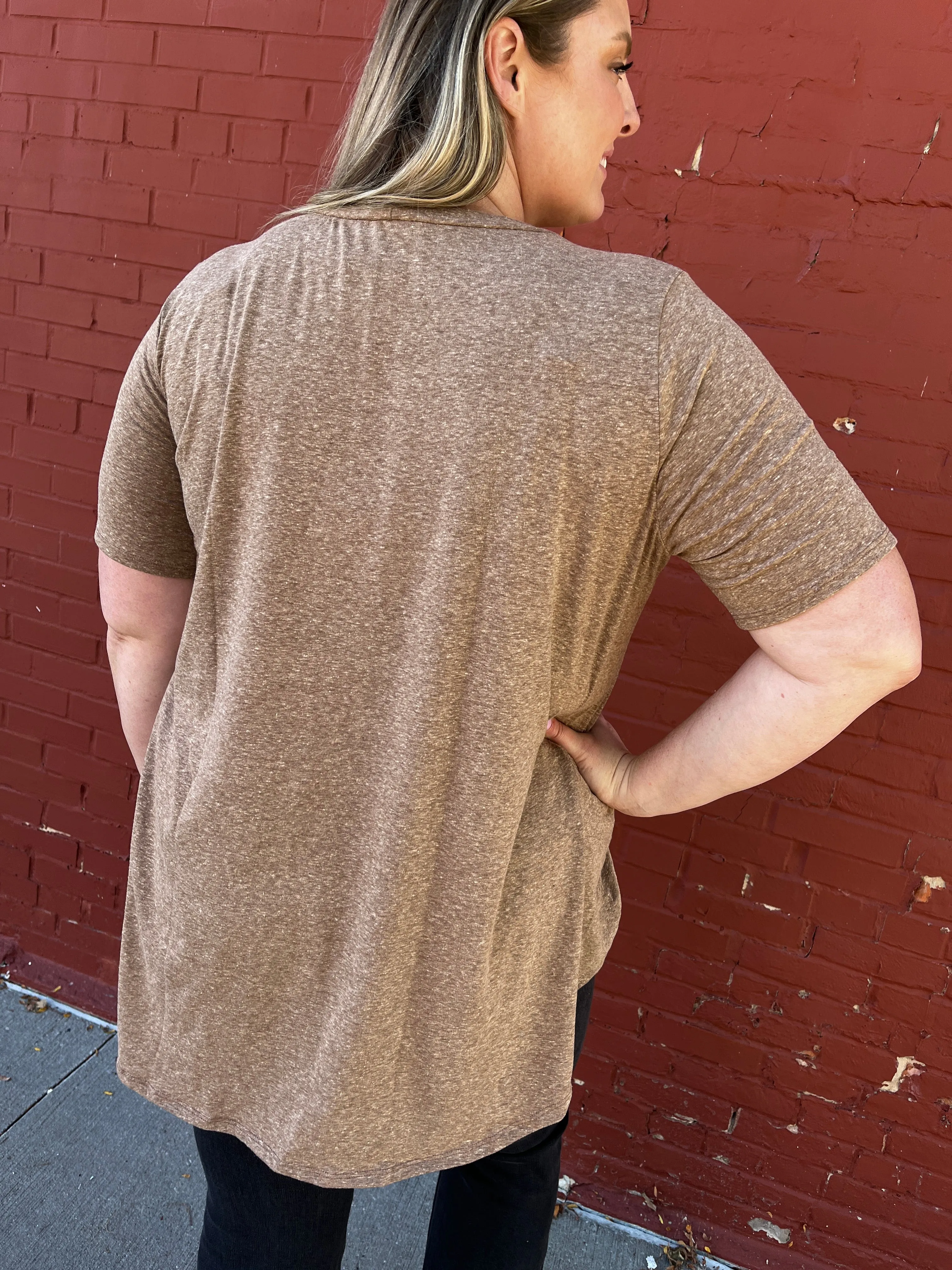 Crew Neck Basic Tee - Brown