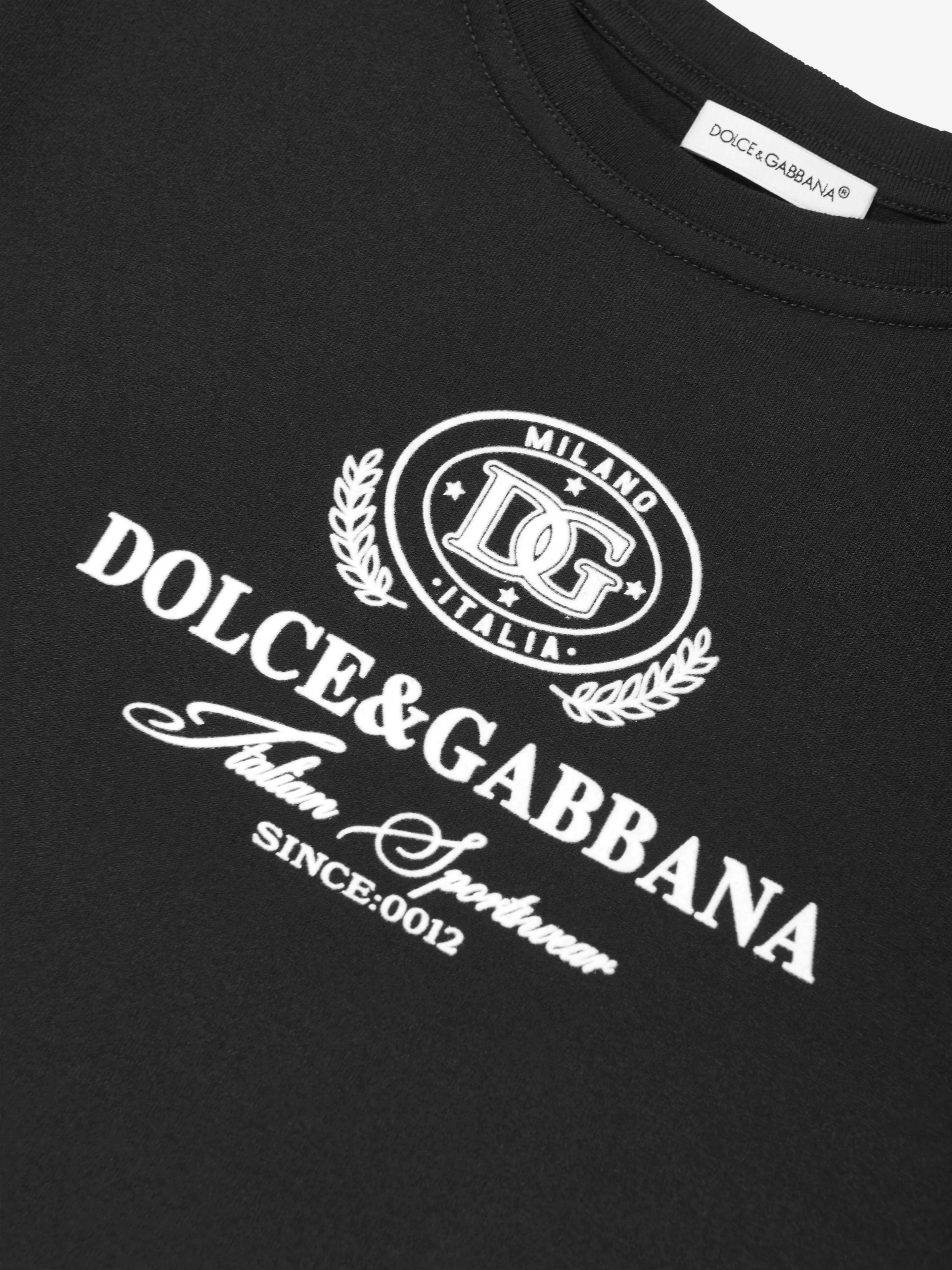 Dolce & Gabbana Boys Flocked Logo T-Shirt in Black