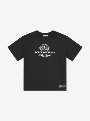 Dolce & Gabbana Boys Flocked Logo T-Shirt in Black