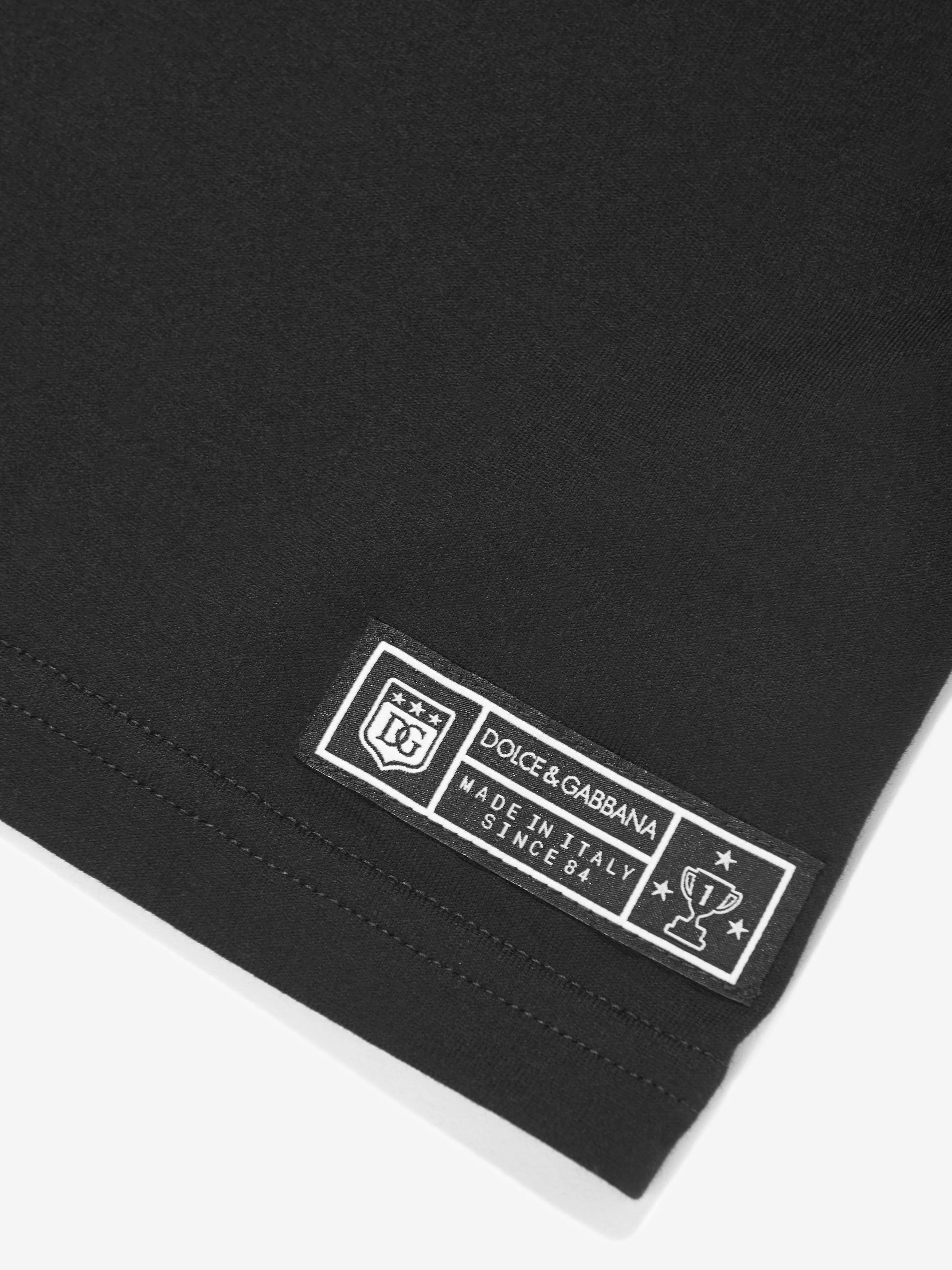 Dolce & Gabbana Boys Flocked Logo T-Shirt in Black