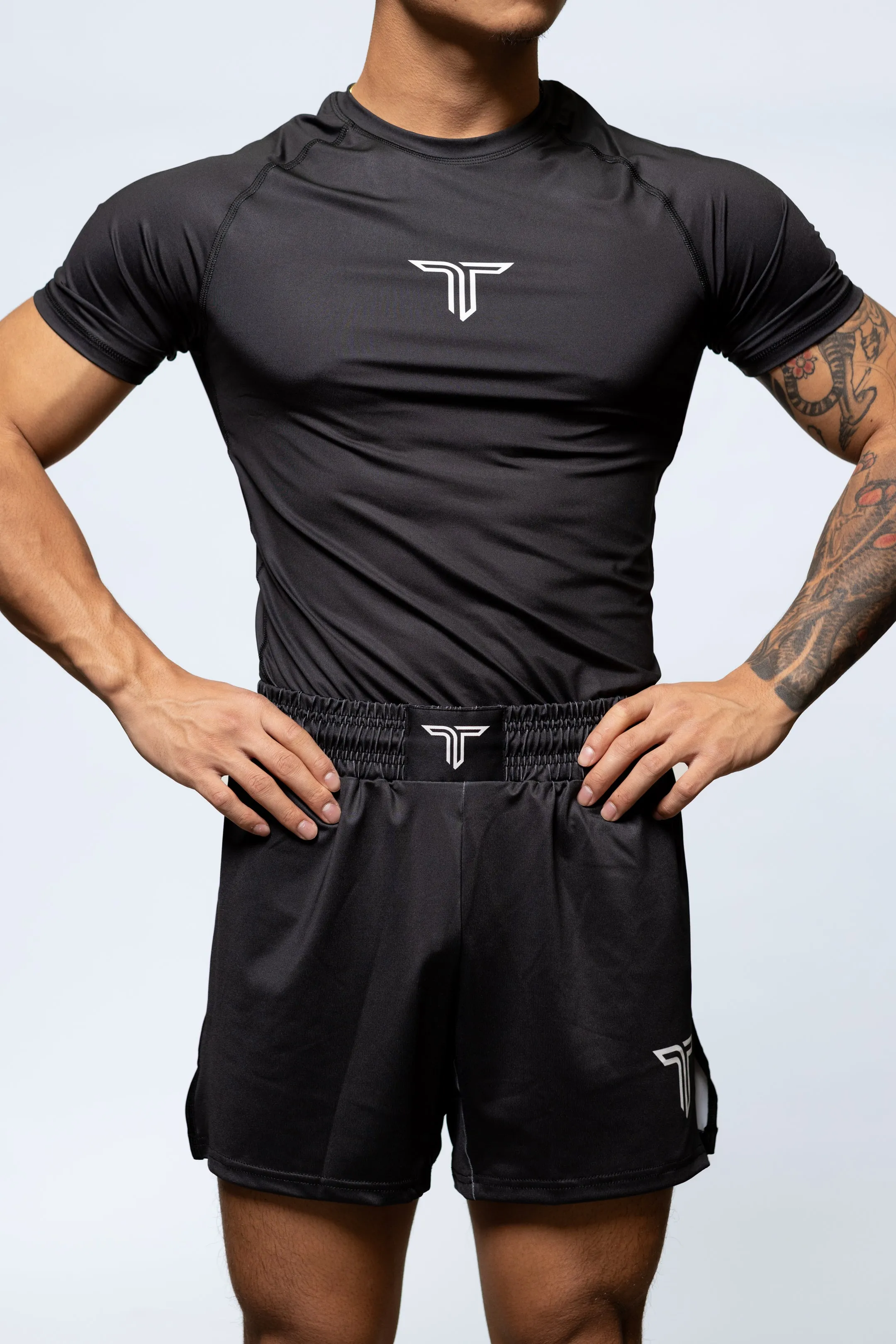 Essential Black Fight Kit (Fight Short & Rashguard Bundle)