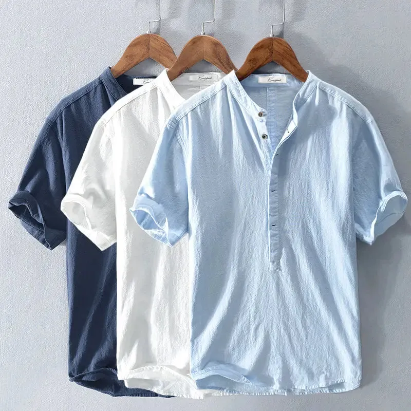Essential Short Sleeve Linen Shirt - Cross & Crown