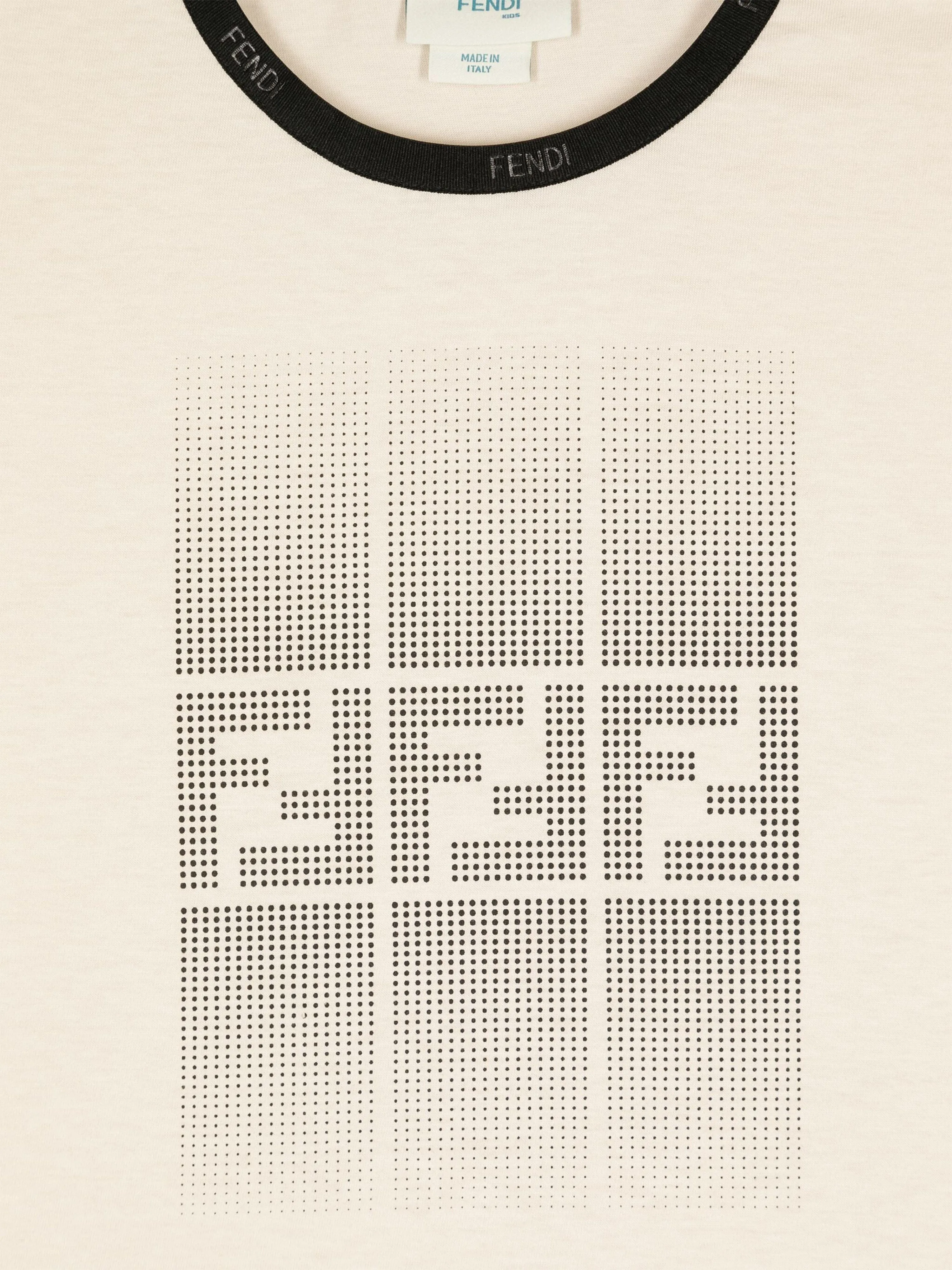 Fendi Boys Logo Print T-Shirt in Beige