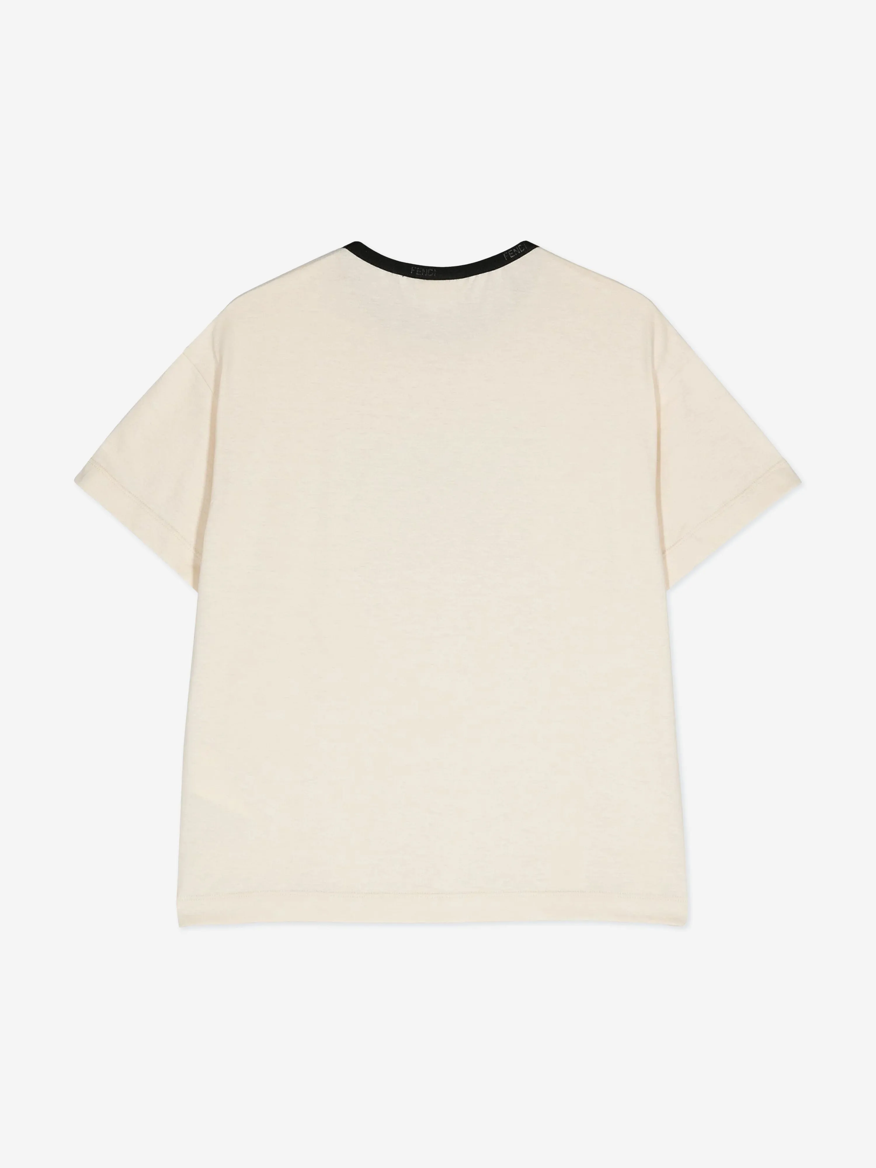 Fendi Boys Logo Print T-Shirt in Beige
