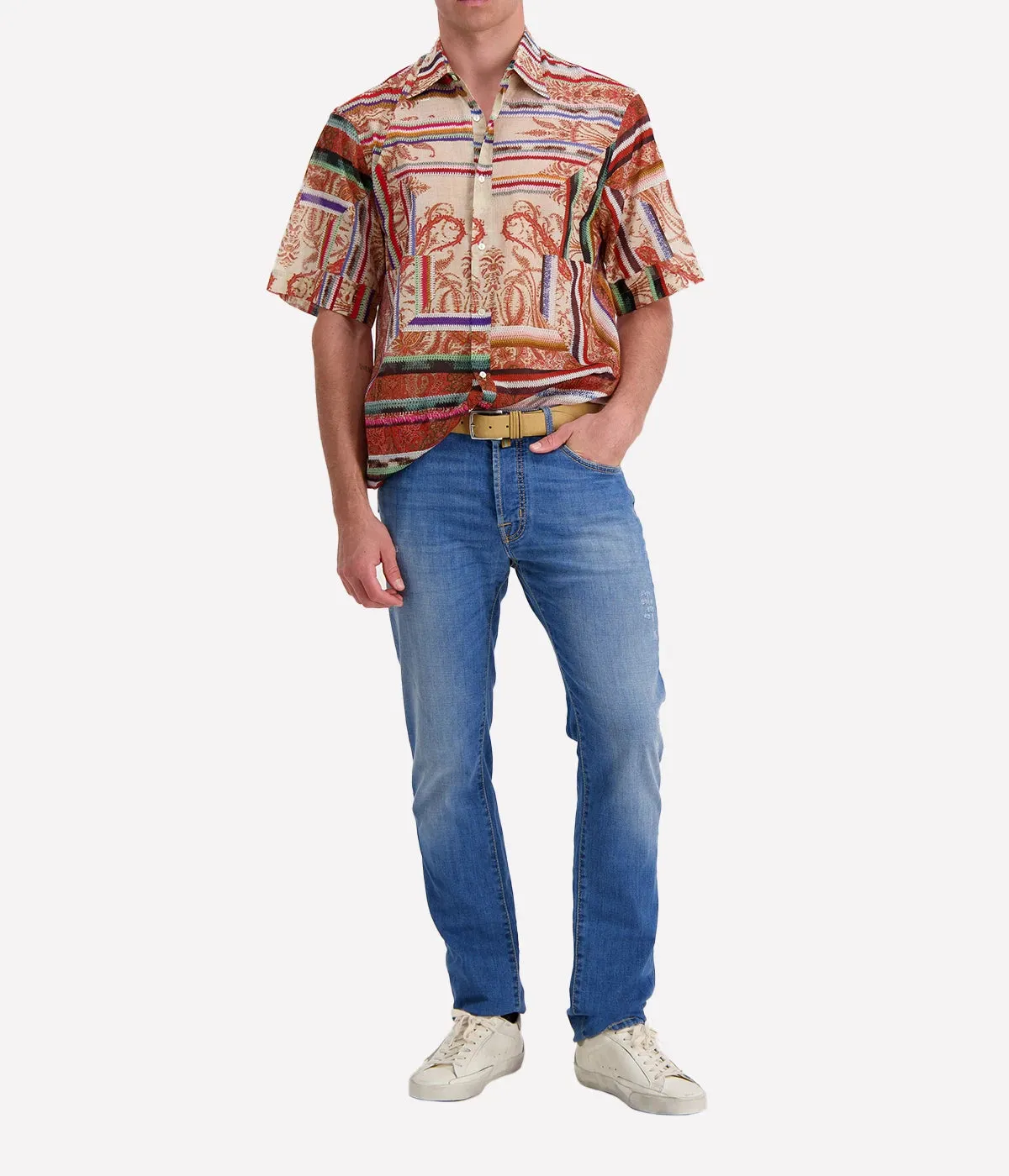 *FINAL SALE* Short Sleeve Button Up Shirt in Multi-Colour Paisley