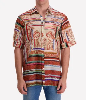 *FINAL SALE* Short Sleeve Button Up Shirt in Multi-Colour Paisley
