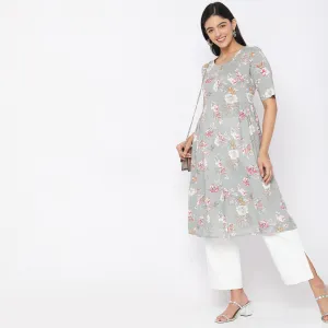 Flare Fit Floral Kurta