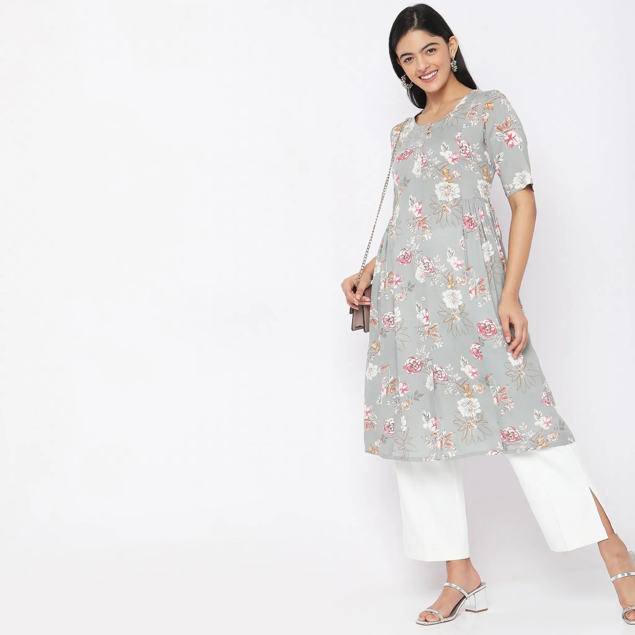 Flare Fit Floral Kurta