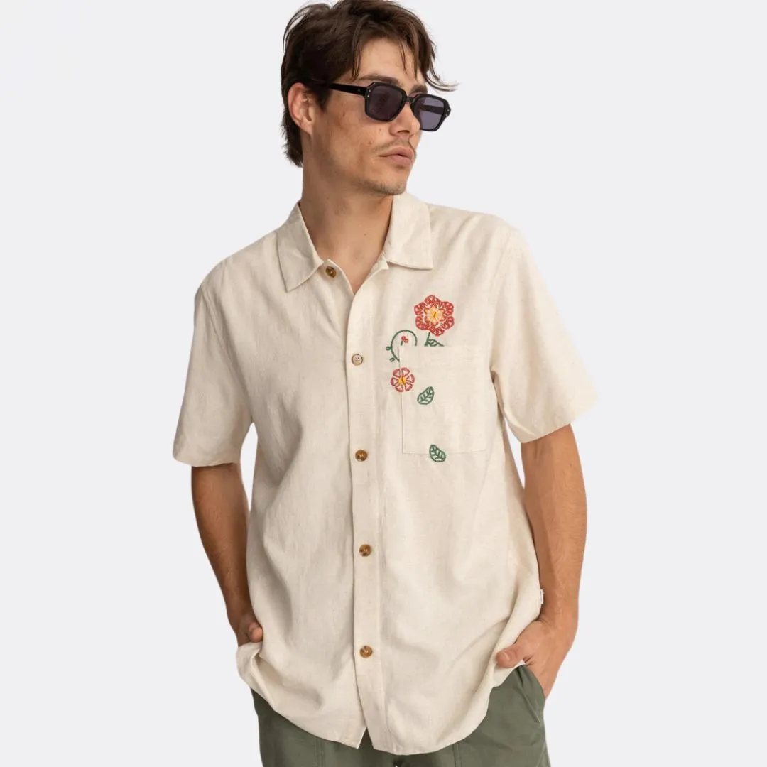 Flower Embroidery Shirt (Natural)