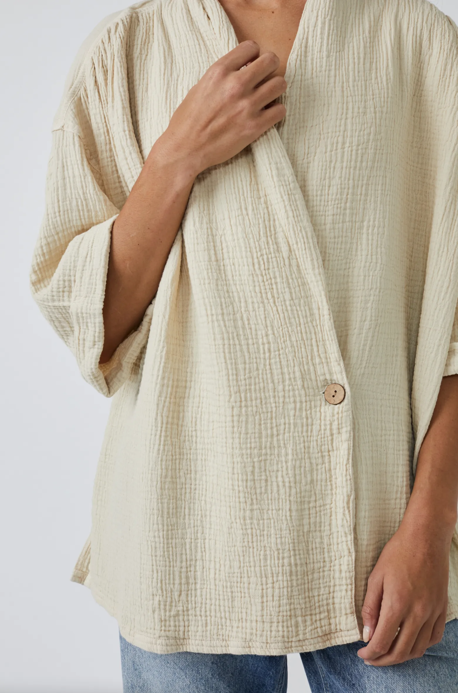 Free People Lou Blazer Shirt in Summer Khaki